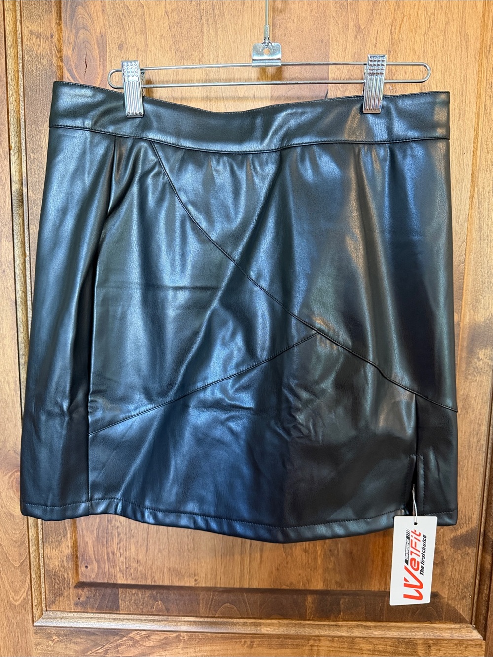 SHEIN Black Faux Leather Paneled Mini Skirt